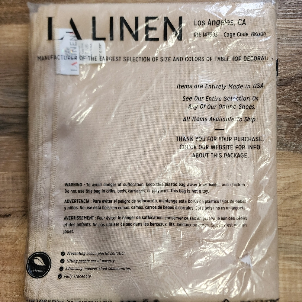 LA Linen 60×102 Inch Table Cloth Faux Raw Silk Made In USA